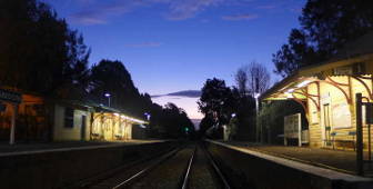 Bundanoon Station at night