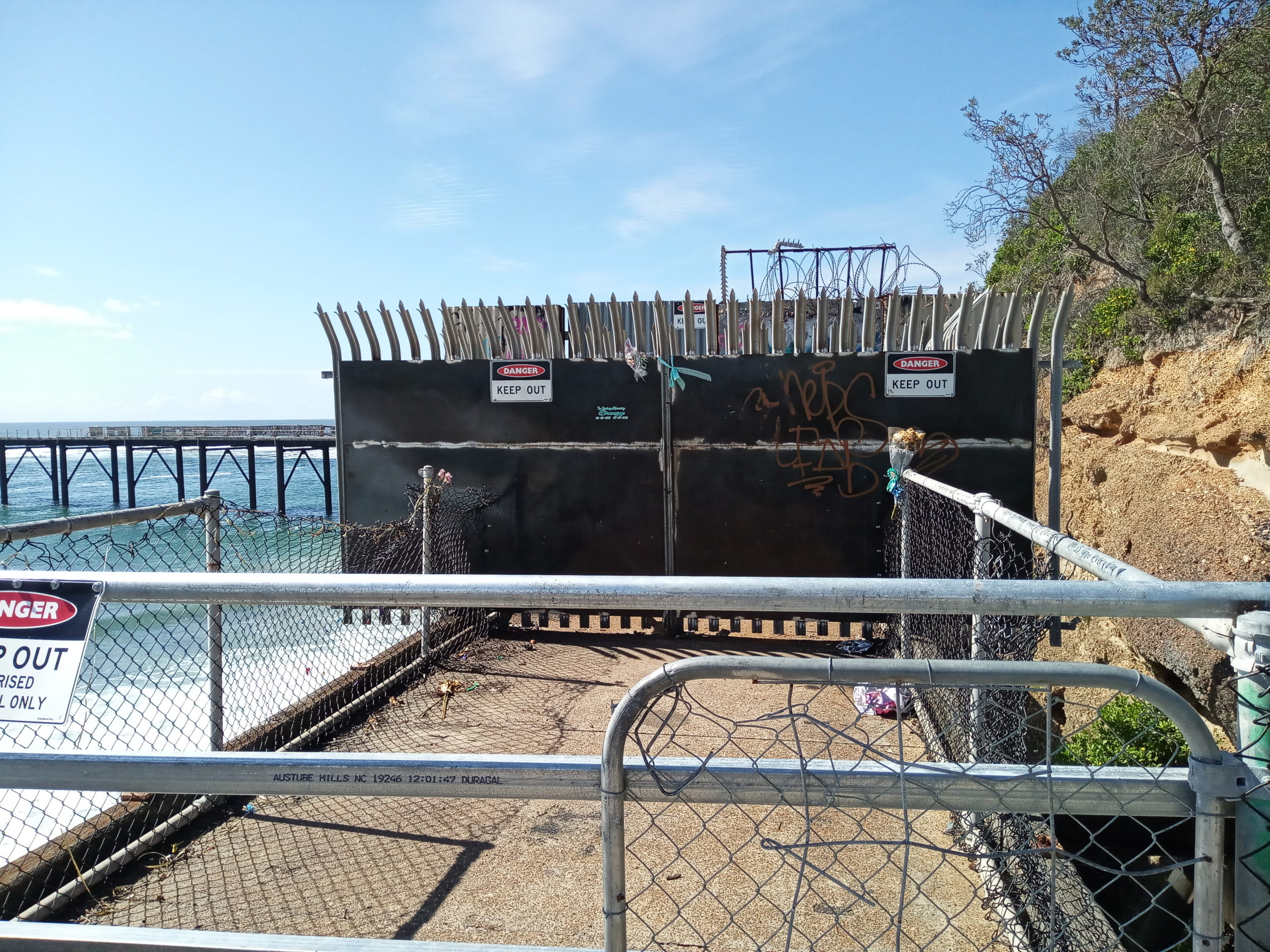 The barricade to the Catherine Hill Bay jetty